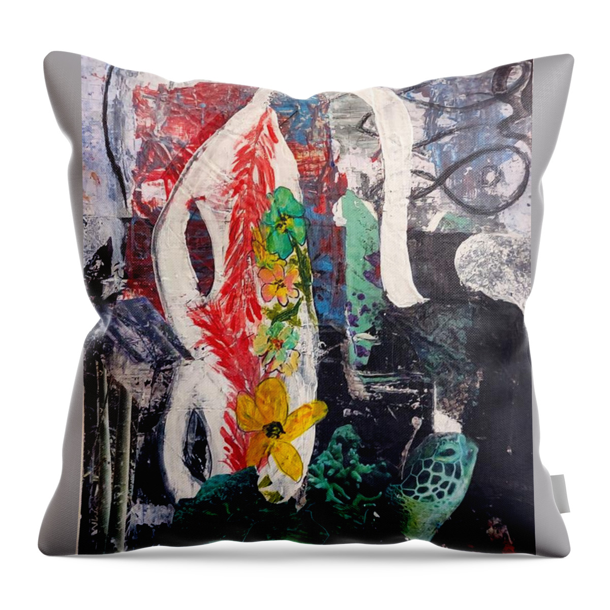  Costume Throw Pillow featuring the mixed media Purim Disguise by Suzanne Berthier