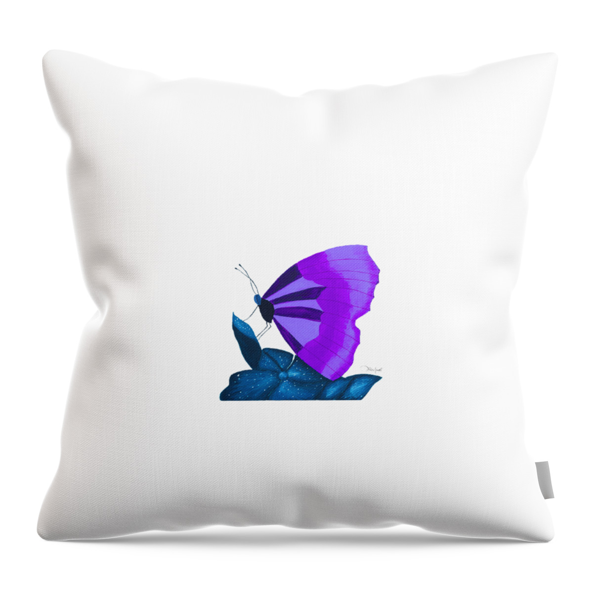 Watercolor Throw Pillow featuring the painting Purple Butterfly by Lisa Senette
