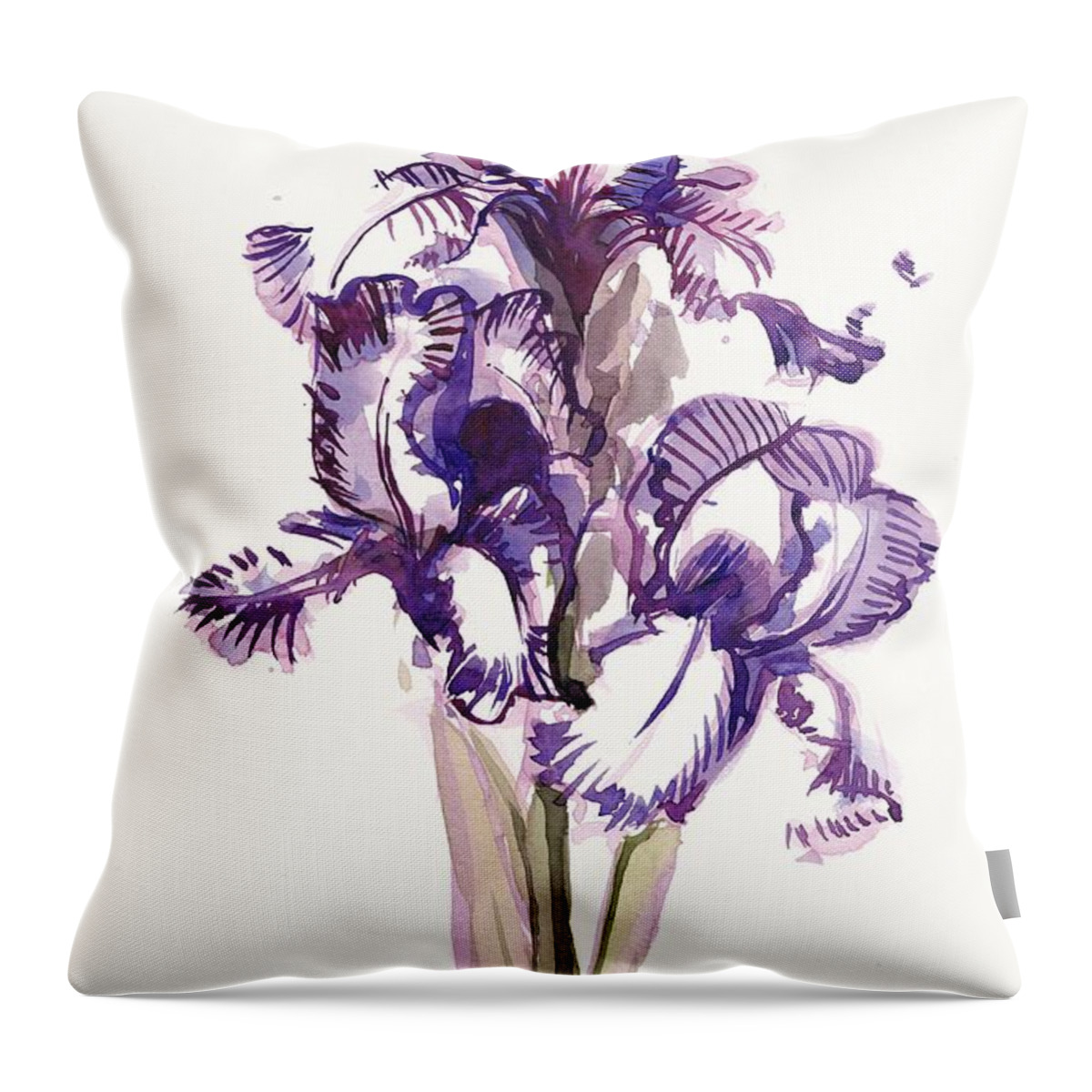 Iris Throw Pillow featuring the painting Purple Iris by George Cret