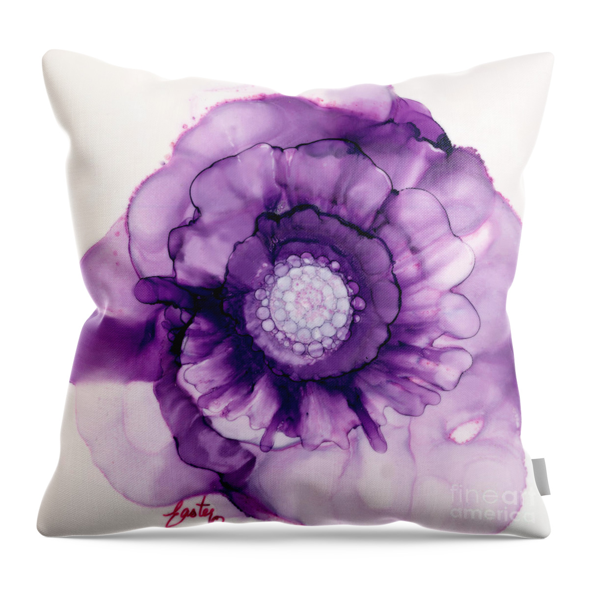 Purple Passion Flower Throw Pillow featuring the painting Purple Passion Flower by Daniela Easter