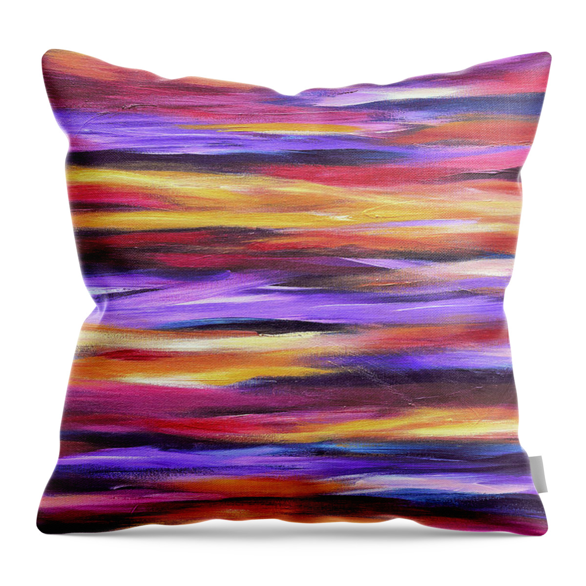 Abstract Waves Throw Pillow featuring the painting Purple Waves by Maria Meester