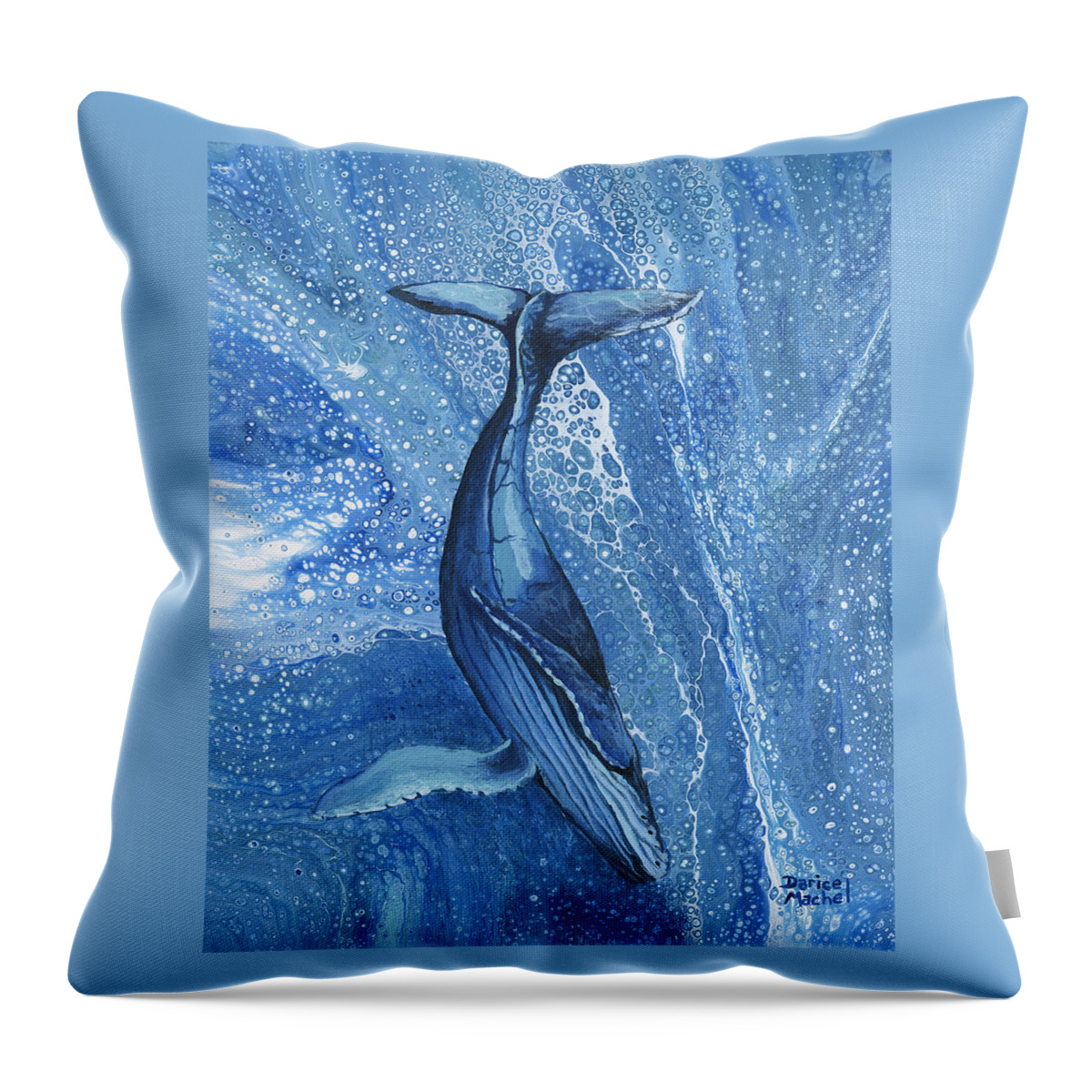 Humpback Throw Pillow featuring the painting Queen Of The Deep by Darice Machel McGuire