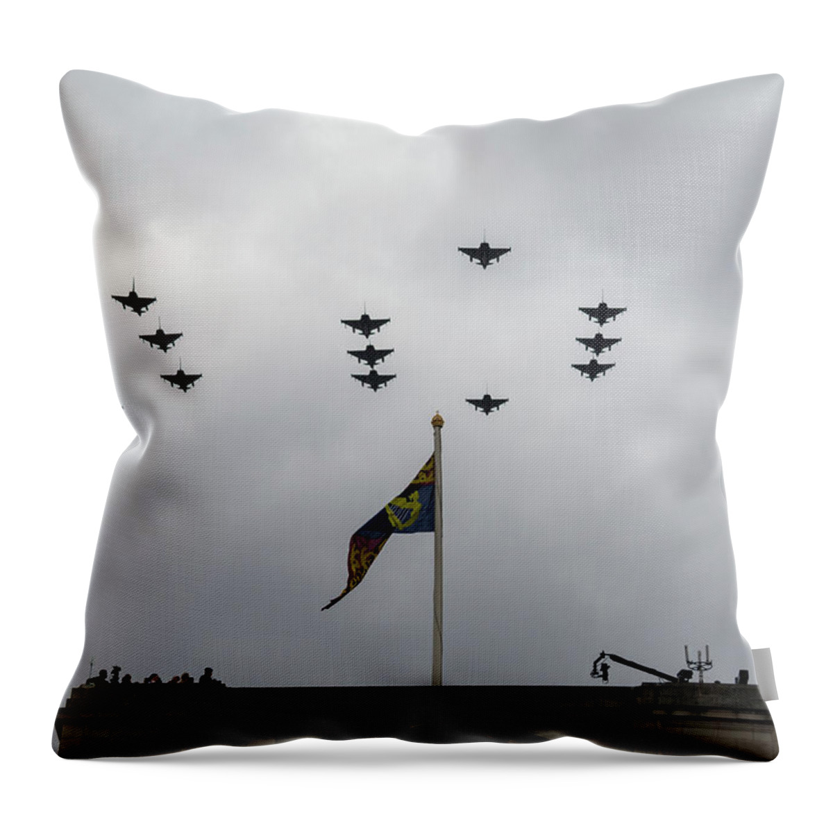 Raf Throw Pillow featuring the photograph RAF 100 fly pass by Andrew Lalchan