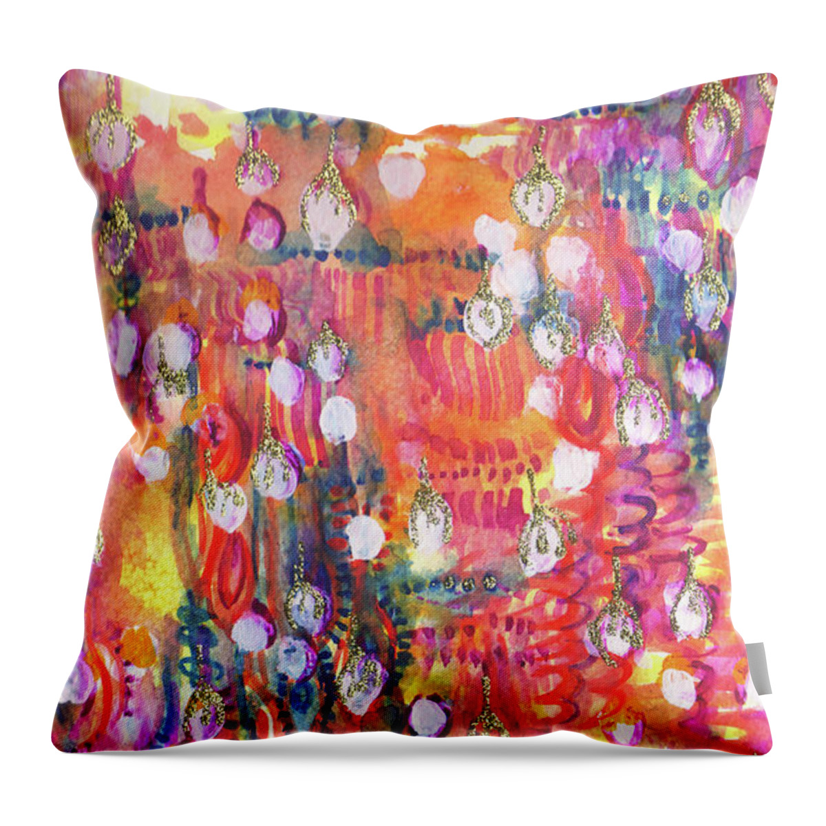 Landscape Throw Pillow featuring the painting Rain Forest by Saycred Blu