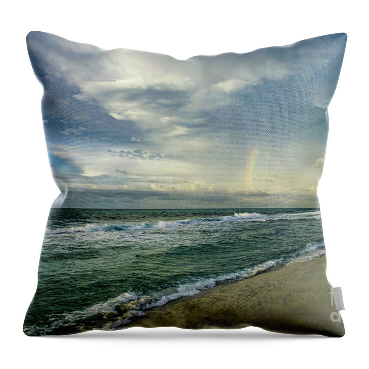 Rainbow Throw Pillow featuring the photograph Rainbow Beach by Beachtown Views