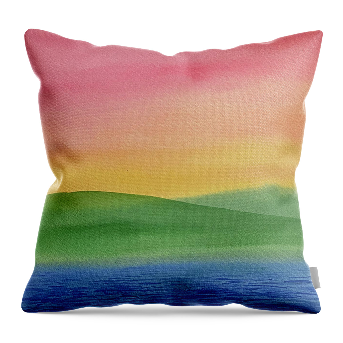 Rainbow Throw Pillow featuring the painting Rainbow Landscape by Lisa Neuman