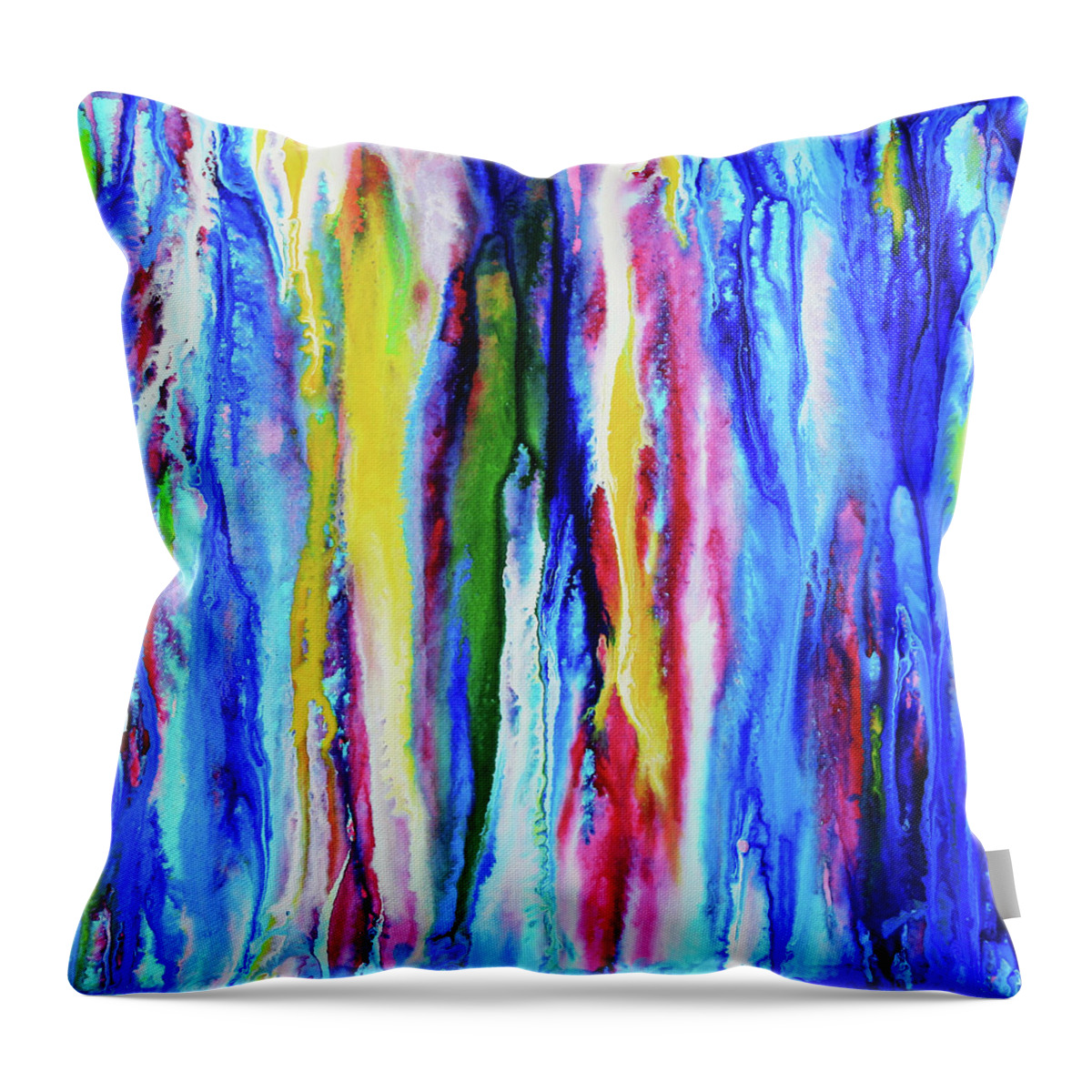 Abstract Throw Pillow featuring the painting Rainbow Melt by Winona's Sunshyne