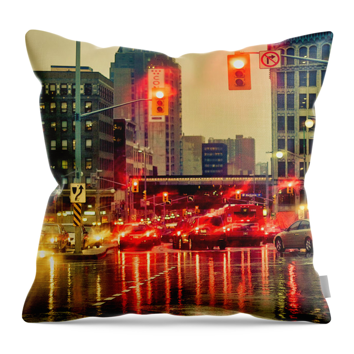 Rainy Day Throw Pillow featuring the photograph Rainy day in Ottawa by Tatiana Travelways