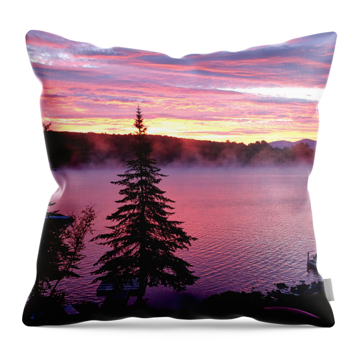 Lake Throw Pillow featuring the photograph Rangeley Red Sunrise by Russ Considine