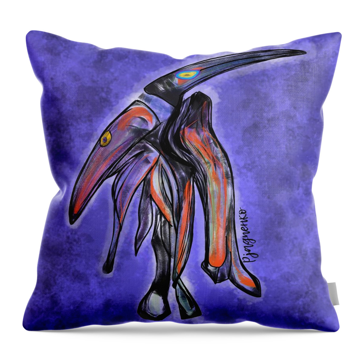 Black Throw Pillow featuring the digital art Raven by Ljev Rjadcenko