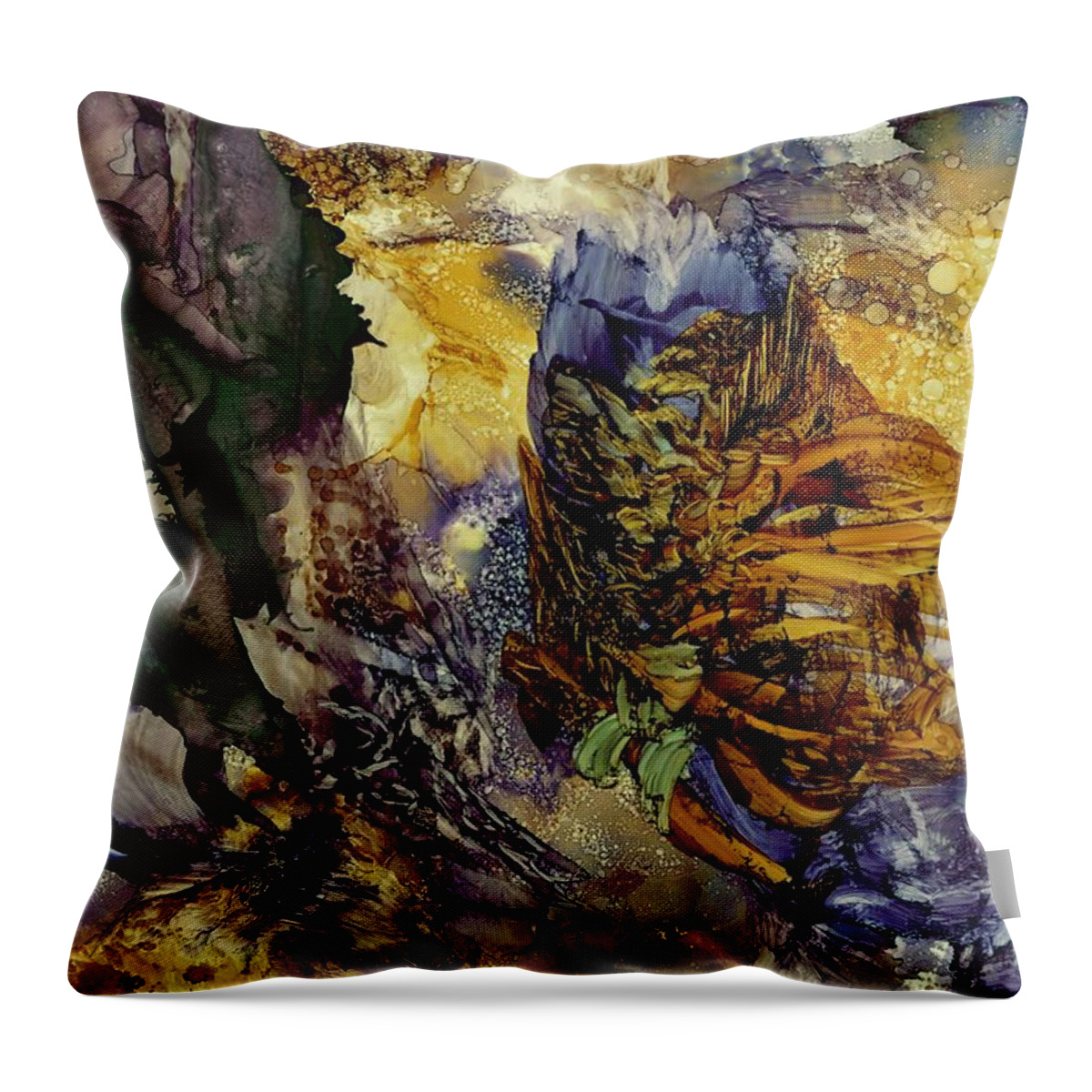Flow Throw Pillow featuring the painting Re-emergence by Angela Marinari