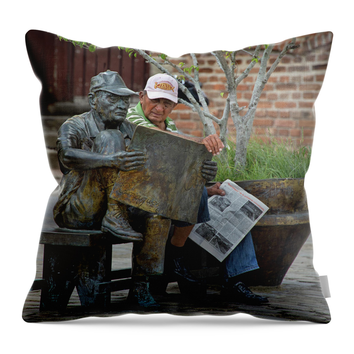 Cuba Throw Pillow featuring the photograph Reading with my Twin by M Kathleen Warren