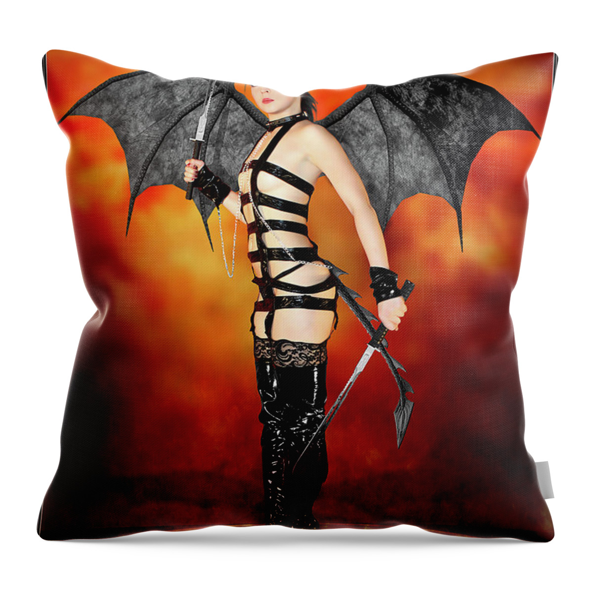 Rebel Throw Pillow featuring the photograph Rebel Succubus by Jon Volden