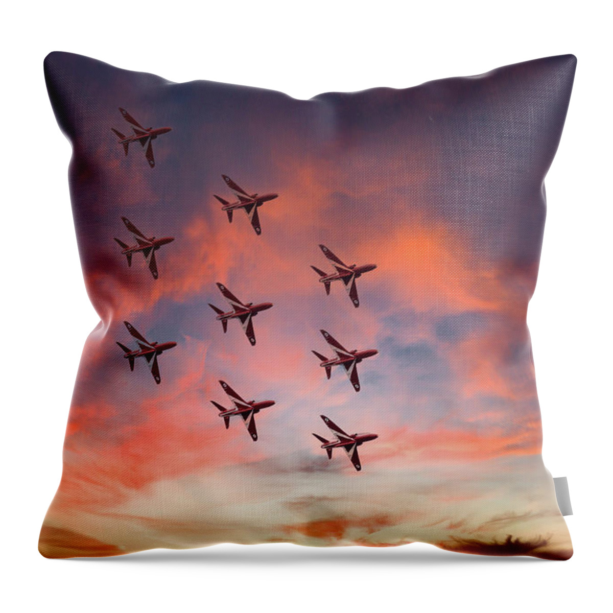 Eastbourne International Airshow Throw Pillow featuring the photograph Red Arrows over Eastbourne by Andrew Lalchan