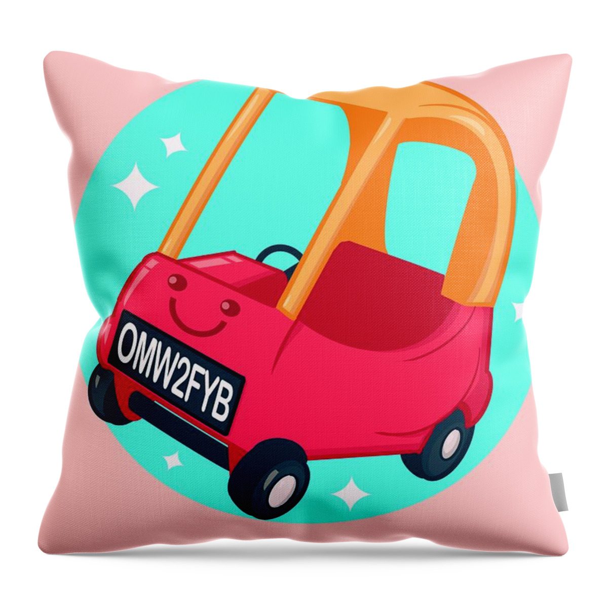 Car Throw Pillow featuring the drawing Red Car by Ludwig Van Bacon