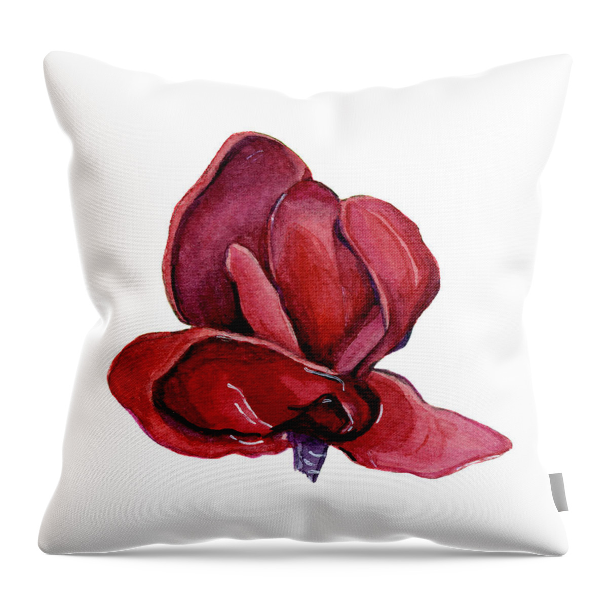 A Red Flower Throw Pillow featuring the painting Red Magnolia by Sasha Solomon