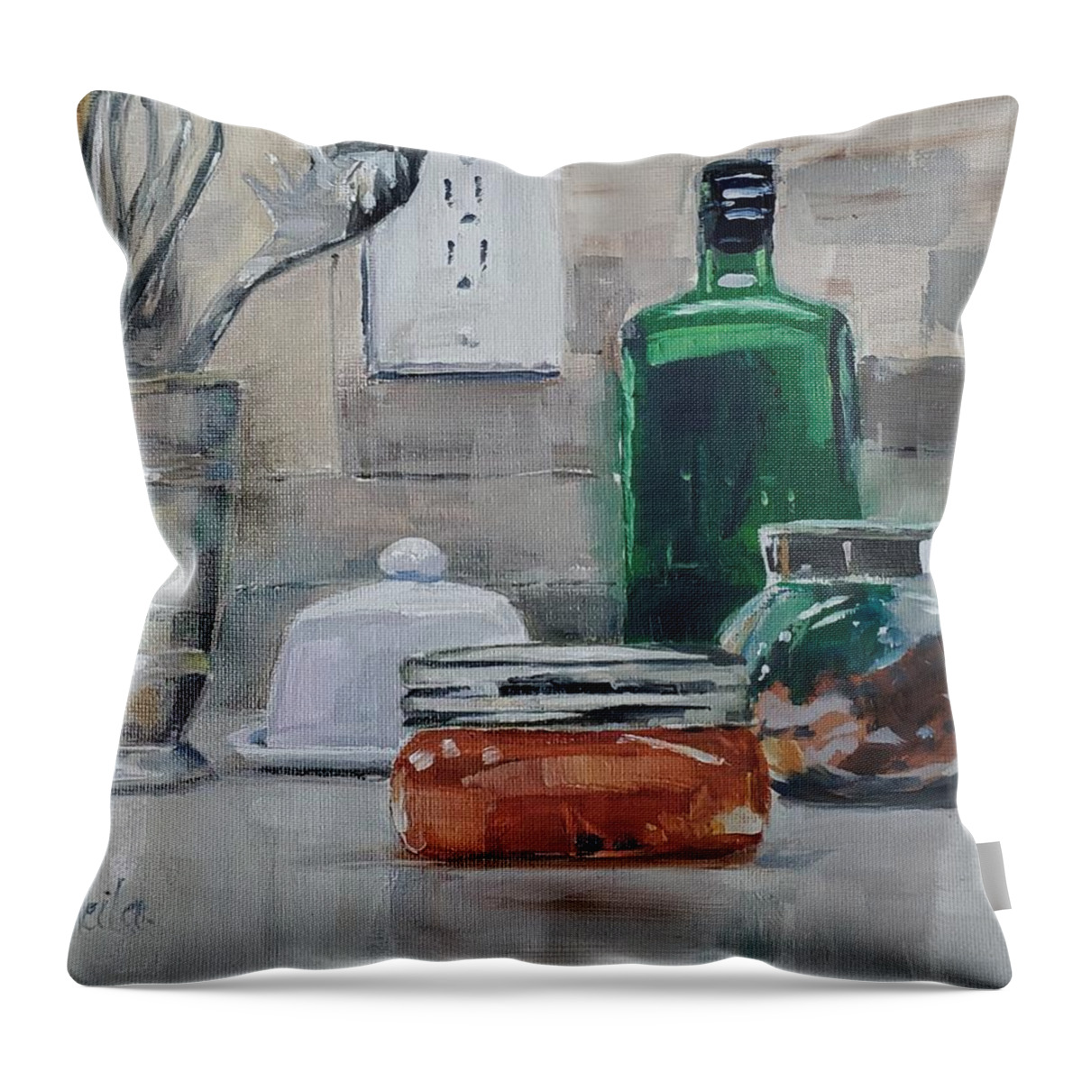 Still Life Throw Pillow featuring the painting Red Pepper Jelly by Sheila Romard