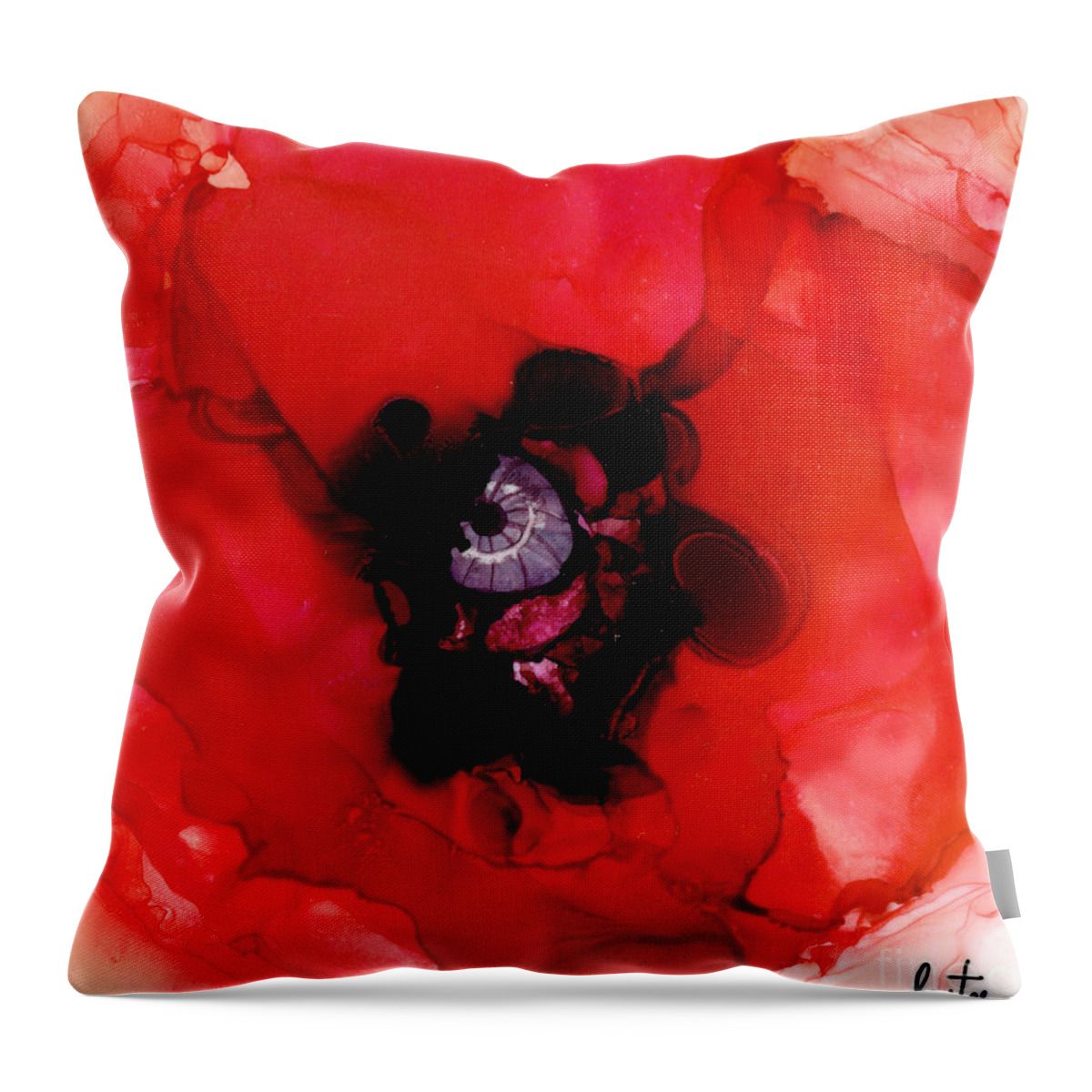 Red Poppy Throw Pillow featuring the painting Red Poppy by Daniela Easter