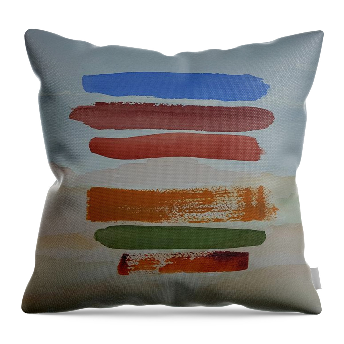 Watercolor Throw Pillow featuring the painting Red Pueblo by John Klobucher