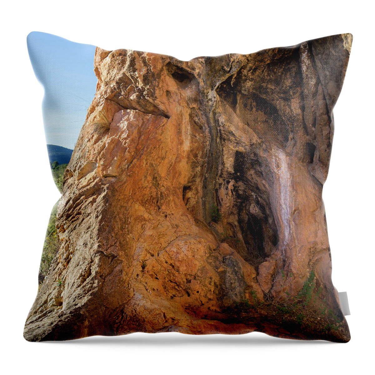 Mountains Throw Pillow featuring the photograph Red-brown rock formation 2. Abstract mountain beauty by Adriana Mueller