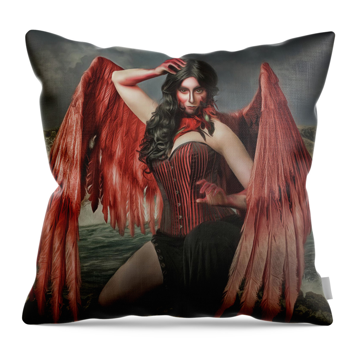 Siren Throw Pillow featuring the digital art Red Siren by Brad Barton