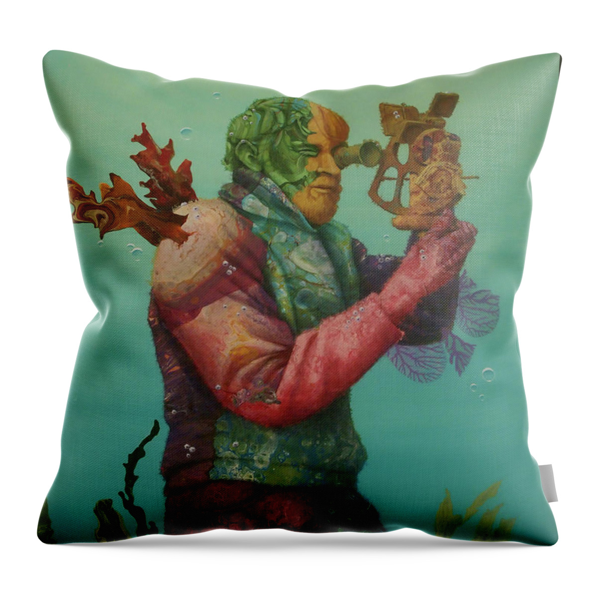 Ocean Throw Pillow featuring the painting Reef Sighting by Marguerite Chadwick-Juner