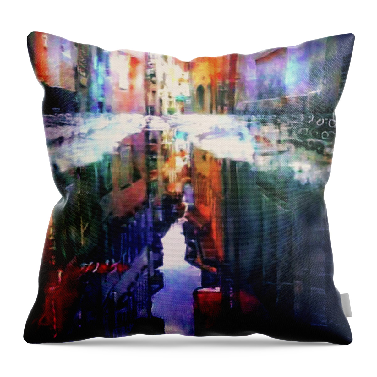 Reflecting On A Rainy Day Throw Pillow featuring the digital art Reflecting on a Rainy Day by Susan Maxwell Schmidt