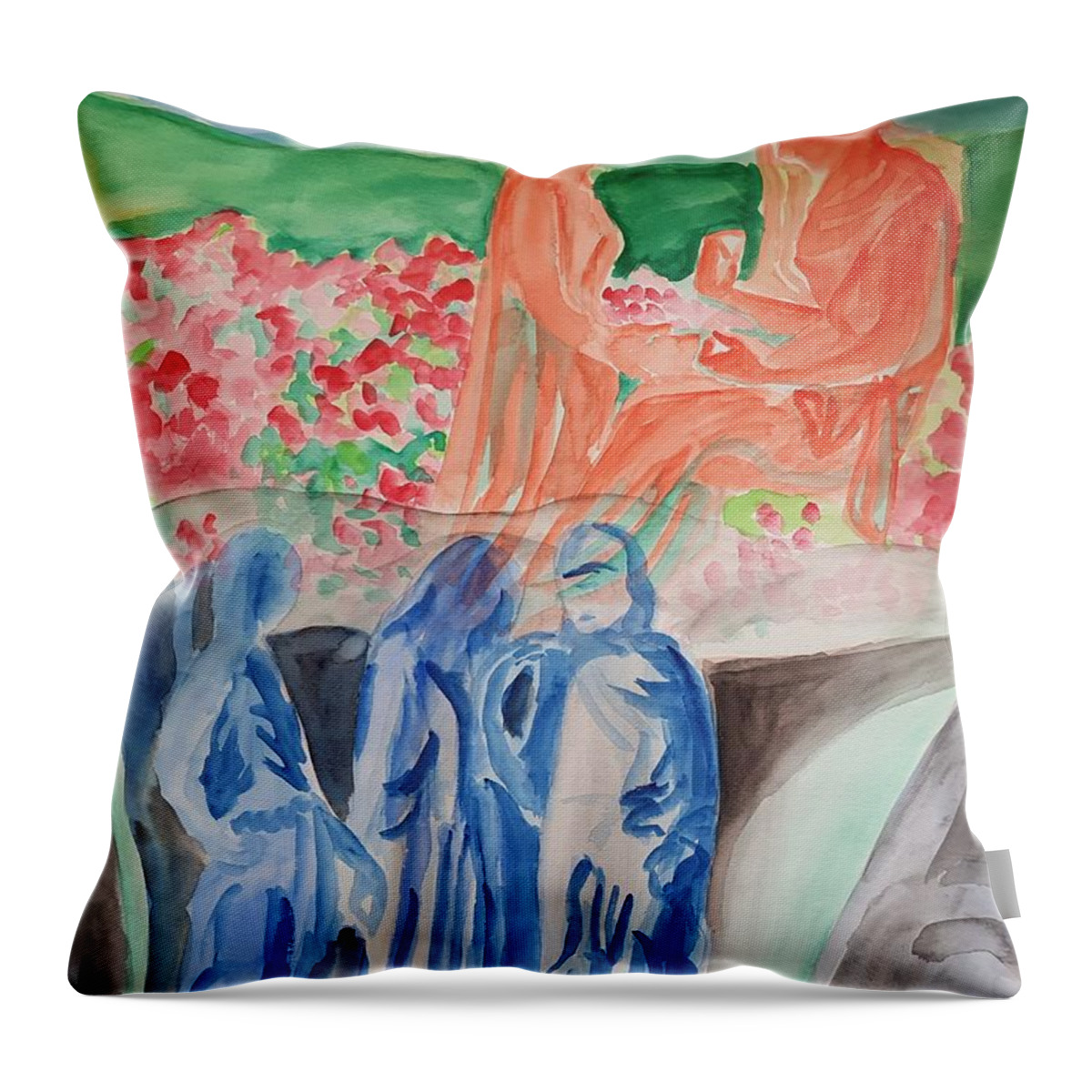 Masterpiece Paintings Throw Pillow featuring the painting Reign of Life vs Underworld by Enrico Garff