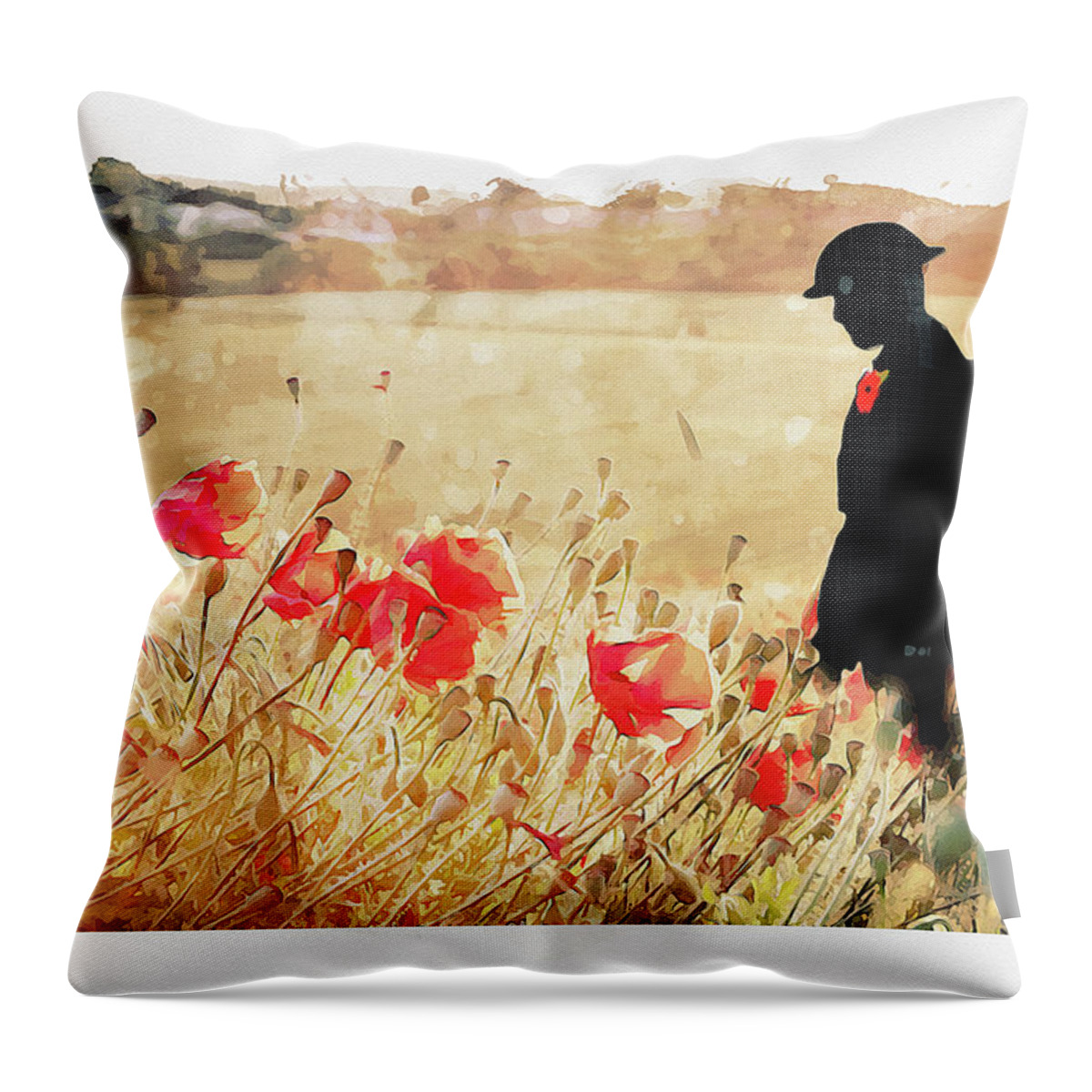 Soldier Poppies Throw Pillow featuring the digital art Remember Them by Airpower Art