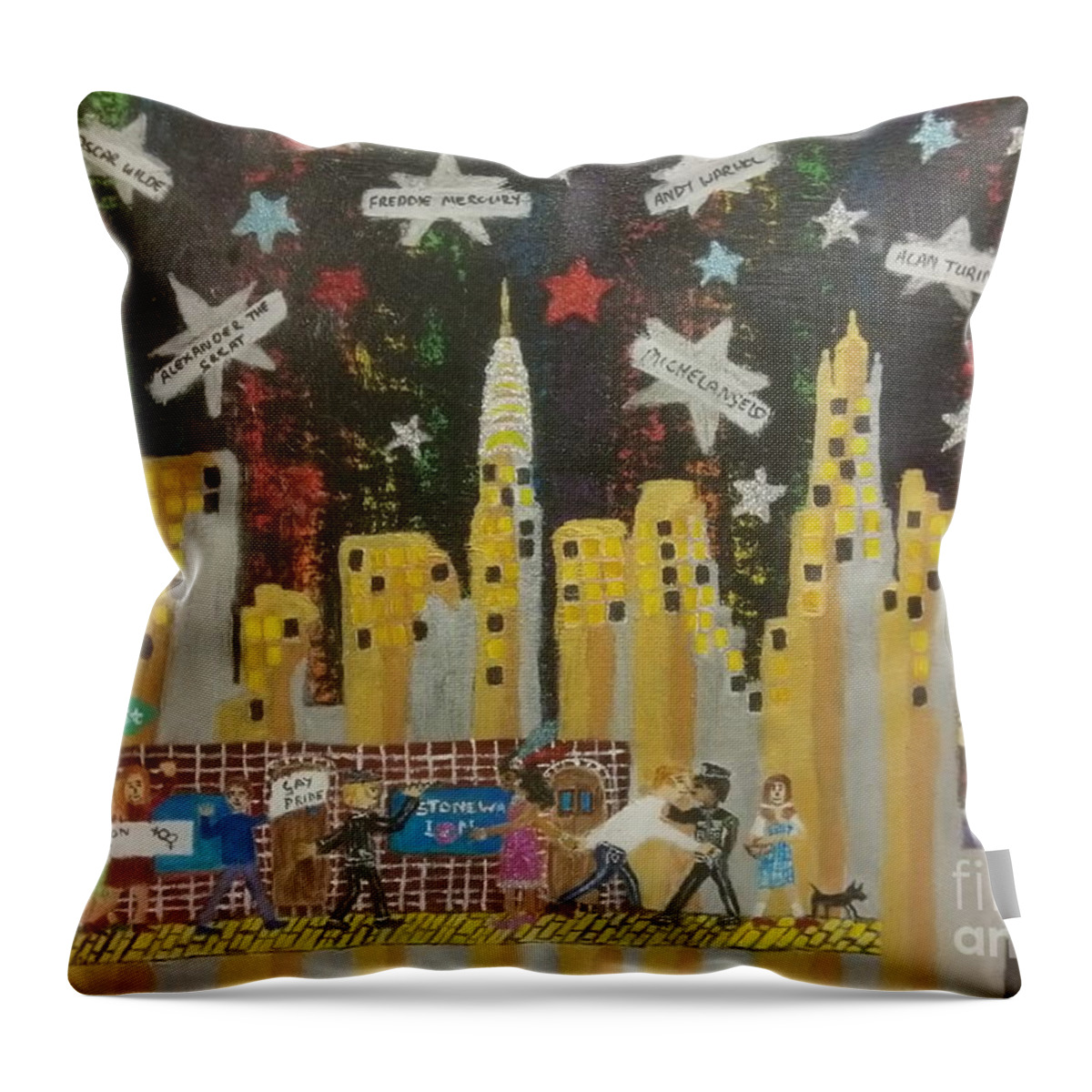 Stonewall Throw Pillow featuring the painting Remembering Stonewall 1969 by David Westwood