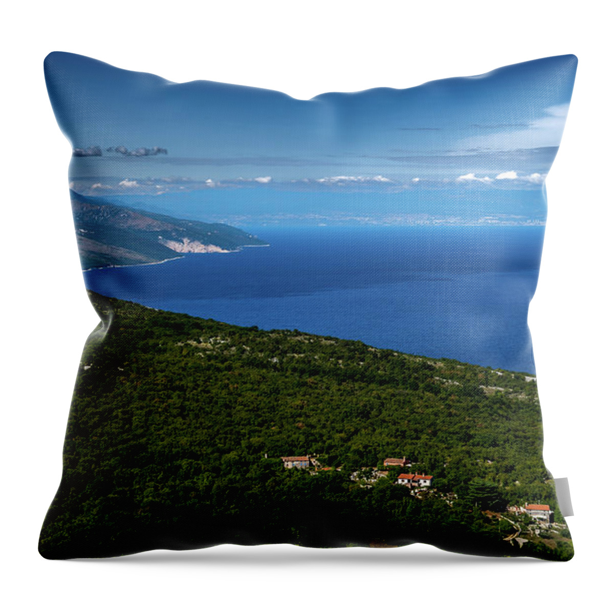 Croatia Throw Pillow featuring the photograph Remote Village Near The City Of Rabac At The Cost Of The Mediterranean Sea In Istria In Croatia by Andreas Berthold