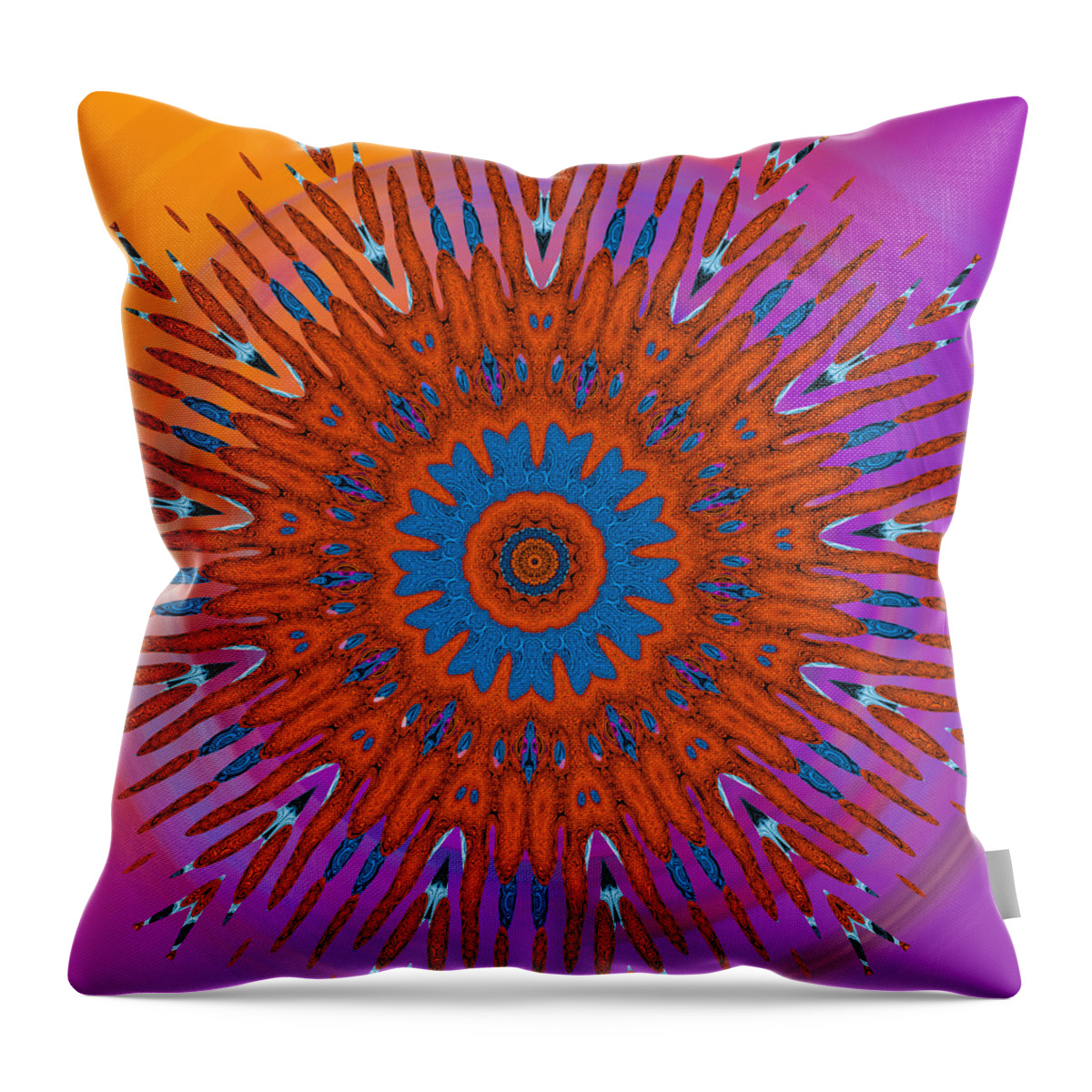 Abstract Throw Pillow featuring the digital art Retro 60's - Groovy Pinwheel by Ronald Mills