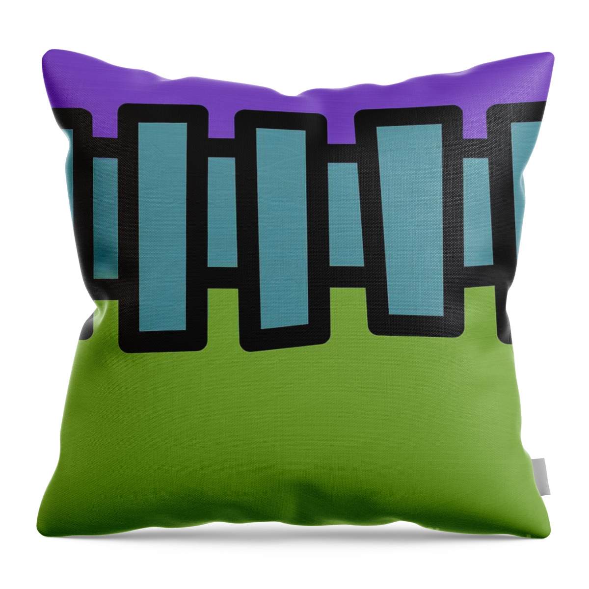 Retro Throw Pillow featuring the mixed media Retro Blue Rectangles by Donna Mibus