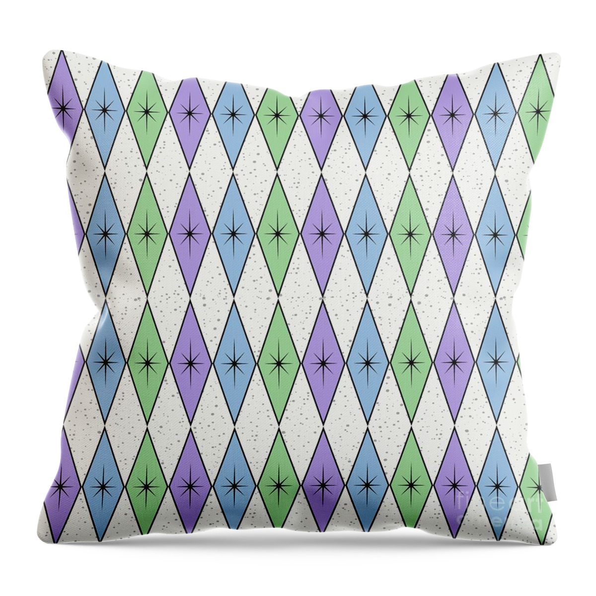 Mid Century Fabric Throw Pillow featuring the digital art Retro Diamond Star Fabric 3 by Donna Mibus