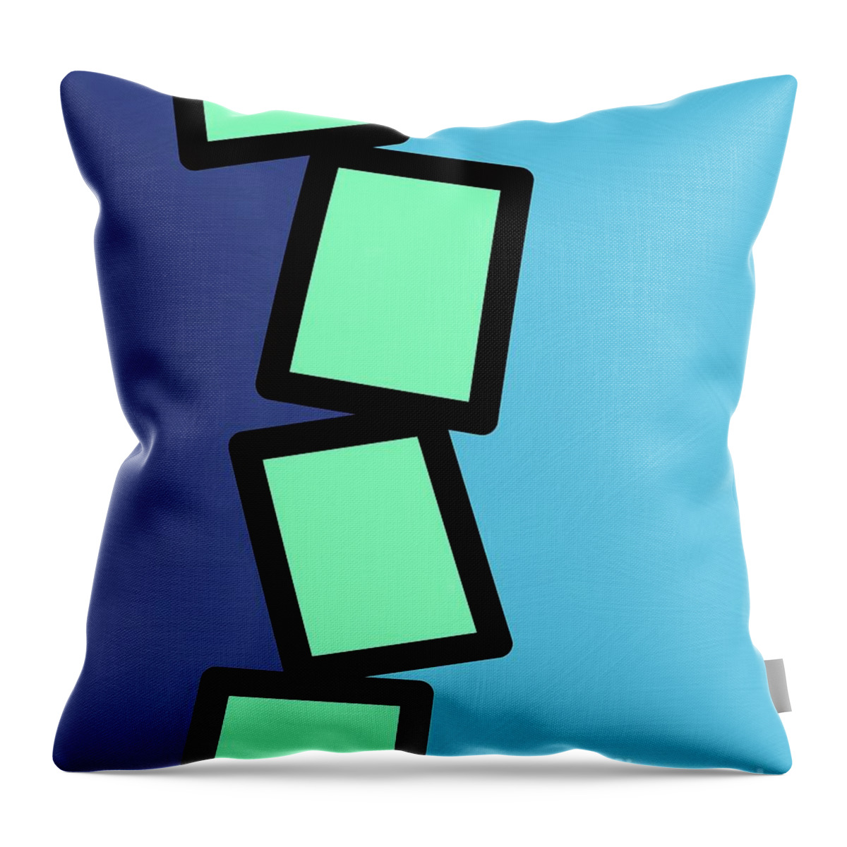 Retro Throw Pillow featuring the mixed media Retro Mint Green Rectangles 2 by Donna Mibus