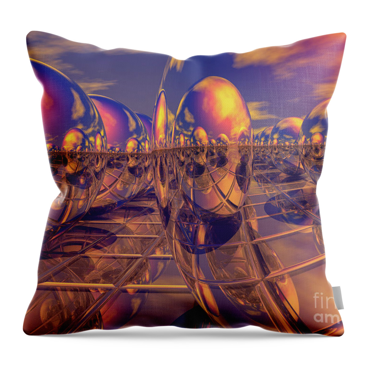 Retro Throw Pillow featuring the digital art Retro Pop Art 3D Spheres by Phil Perkins