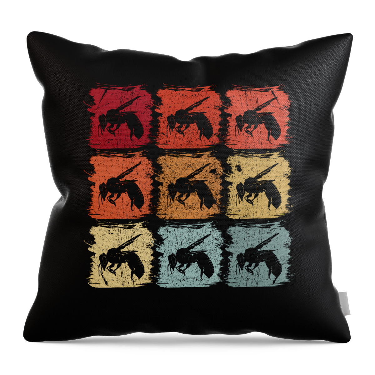 Bee Throw Pillow featuring the digital art Retro Pop Art Bee Wasp Gift by J M