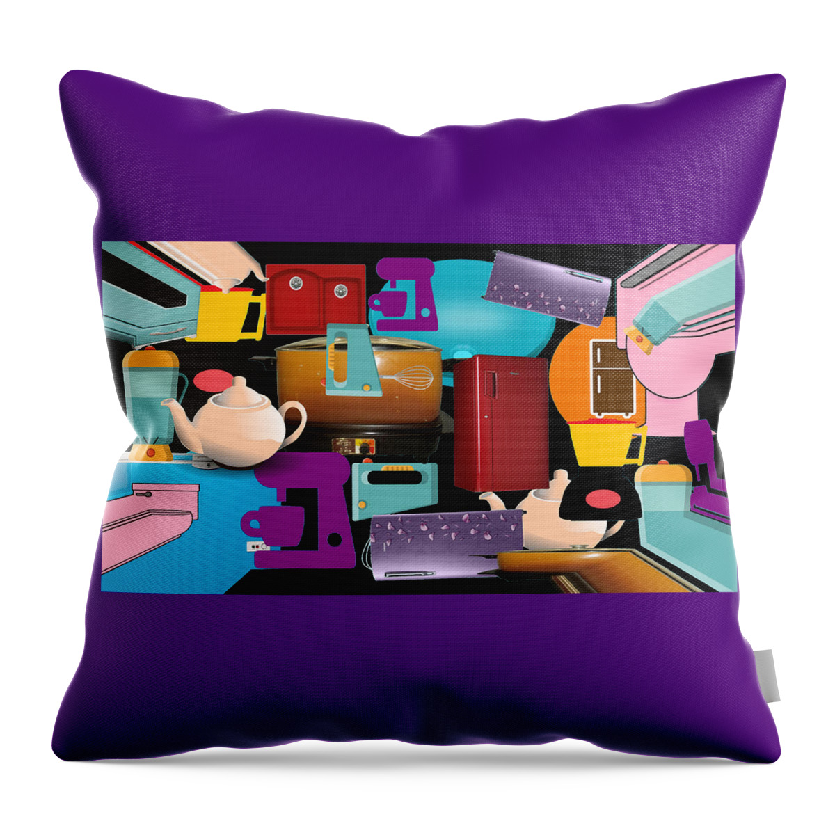 Abstract Art Throw Pillow featuring the digital art Retro Series - Kitchen and Bath Abstract by Ronald Mills