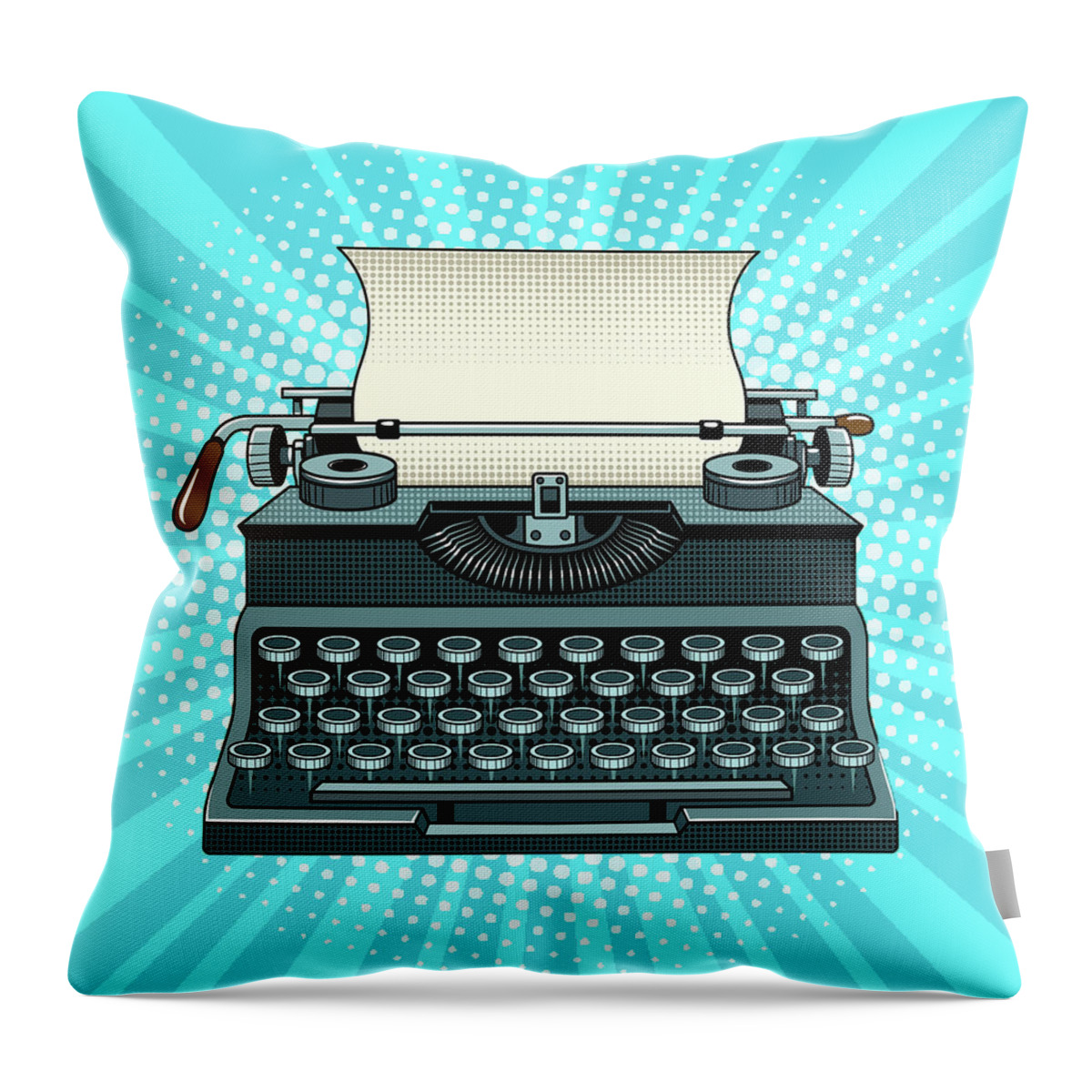 Pop Throw Pillow featuring the digital art Retro Typewriter Pop Art by Ink Well