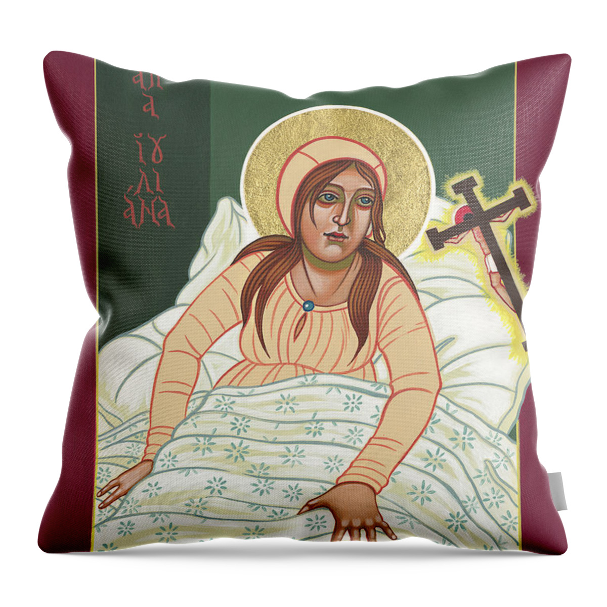 Revelations Of Julian Of Norwich Throw Pillow featuring the painting Revelations of Julian of Norwich 316 by William Hart McNichols