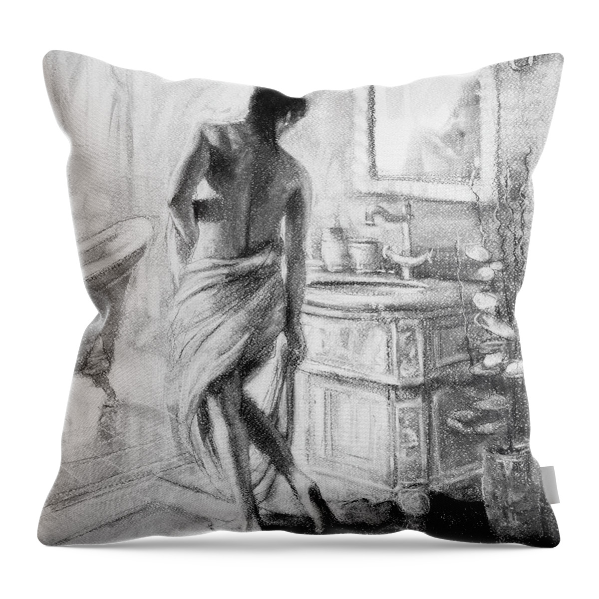 Bath Throw Pillow featuring the painting Reverie by Steve Henderson