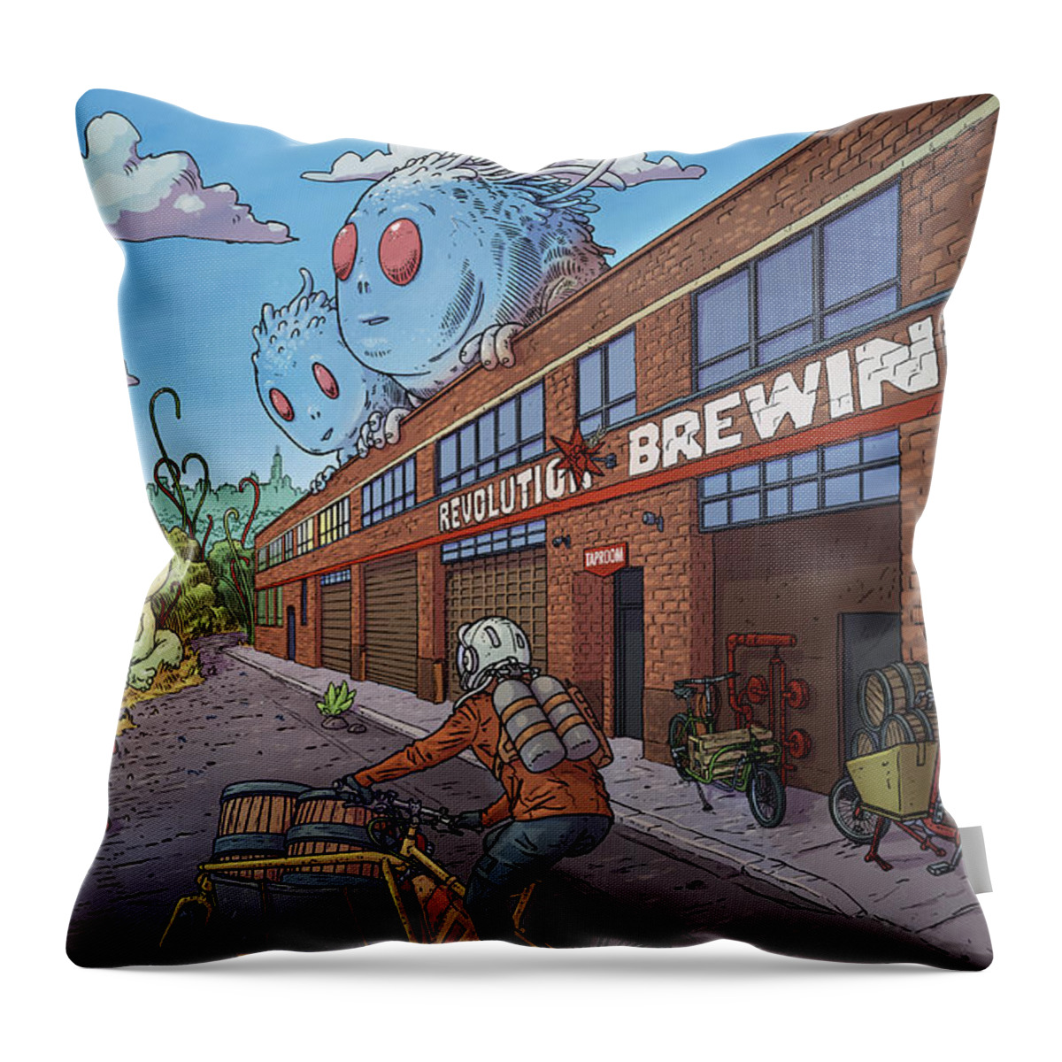  Throw Pillow featuring the digital art Revolution Brewing by EvanArt - Evan Miller