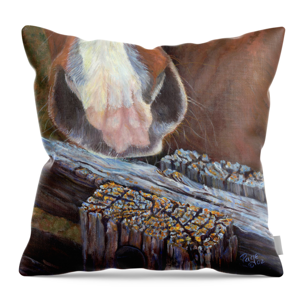 Horse Throw Pillow featuring the painting Rhoda Knows by Page Holland
