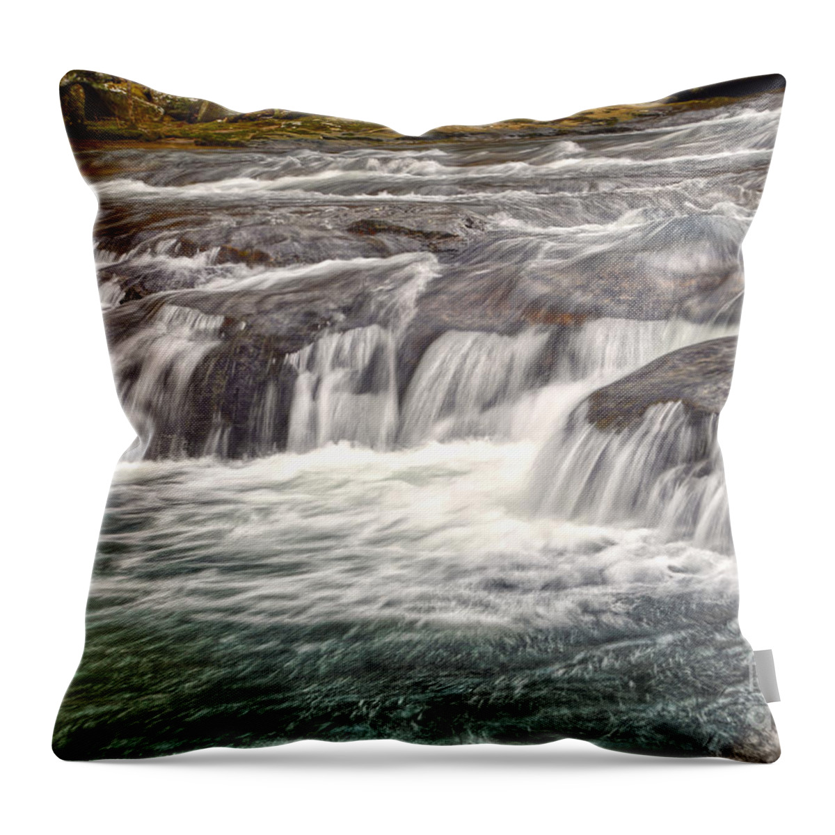 Landscape Throw Pillow featuring the photograph Richland Creek Rapids by Phil Perkins