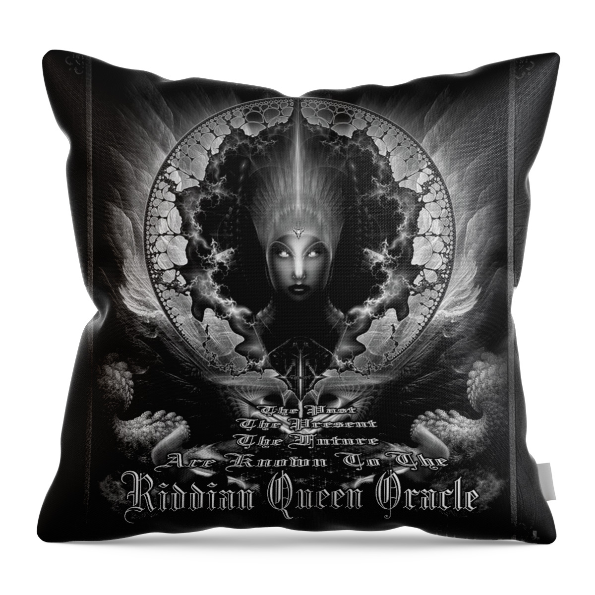 Riddian Queen Throw Pillow featuring the painting Riddian Queen Oracle GS Fractal Art by Xzendor7 by Rolando Burbon