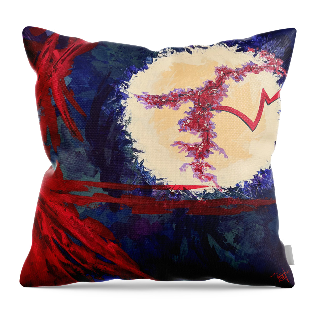 Abstract Throw Pillow featuring the painting Rift by Tes Scholtz