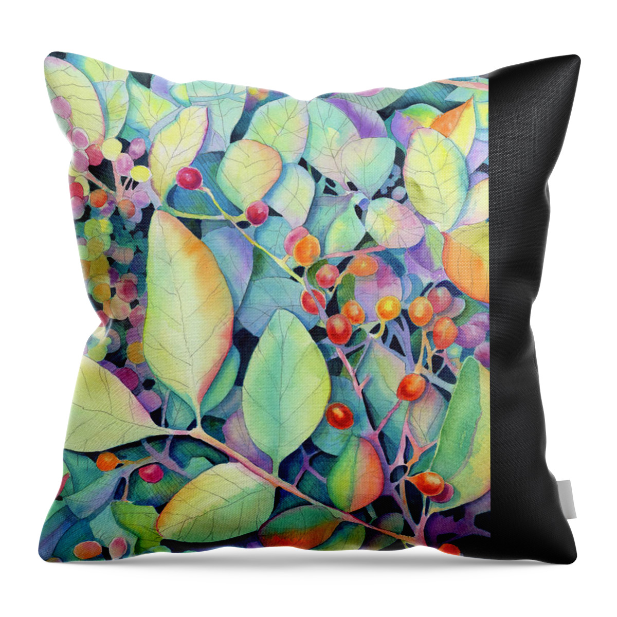 Foliage Throw Pillow featuring the painting Rise and Shine by Lois Blasberg
