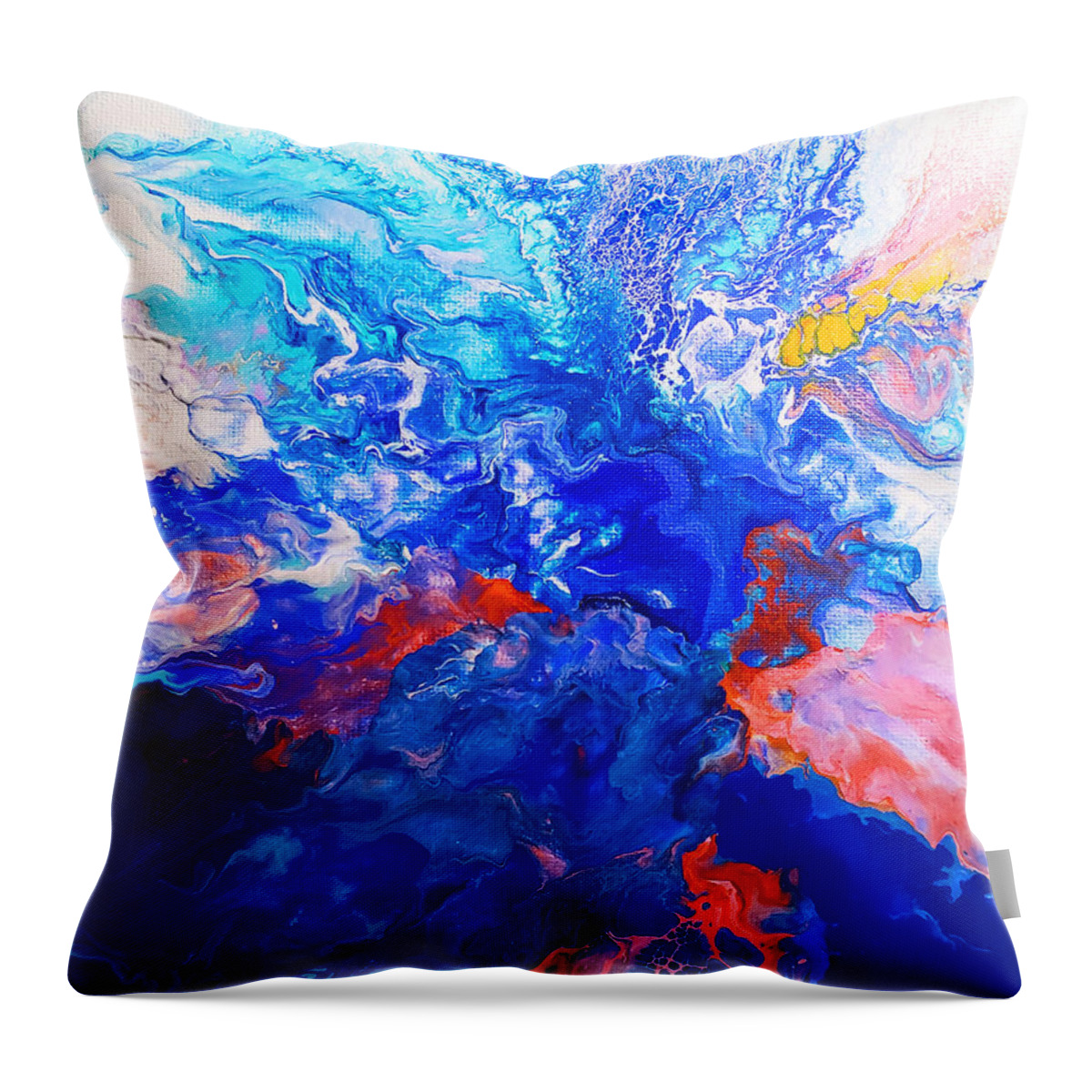 Abstract Throw Pillow featuring the painting Rising Sea by Christine Bolden