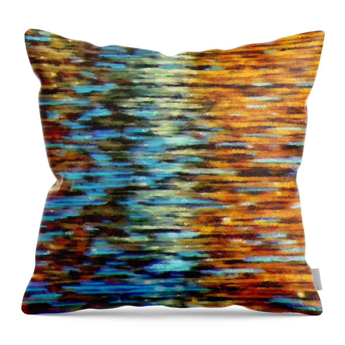 River Throw Pillow featuring the mixed media River in Autumn by Christopher Reed