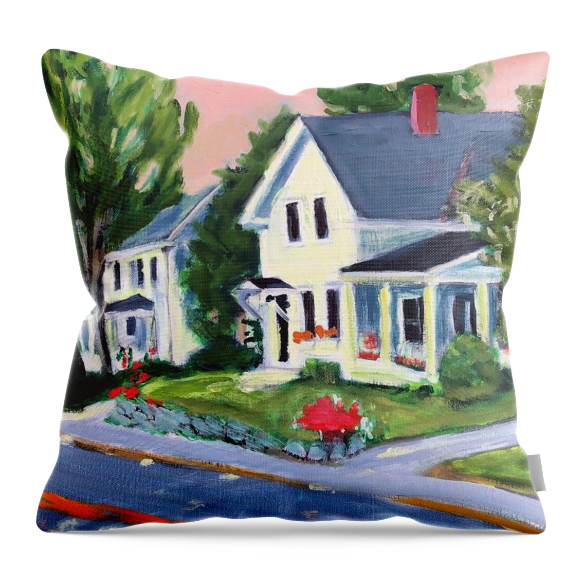 New Boston Throw Pillow featuring the painting River Road by Cyndie Katz